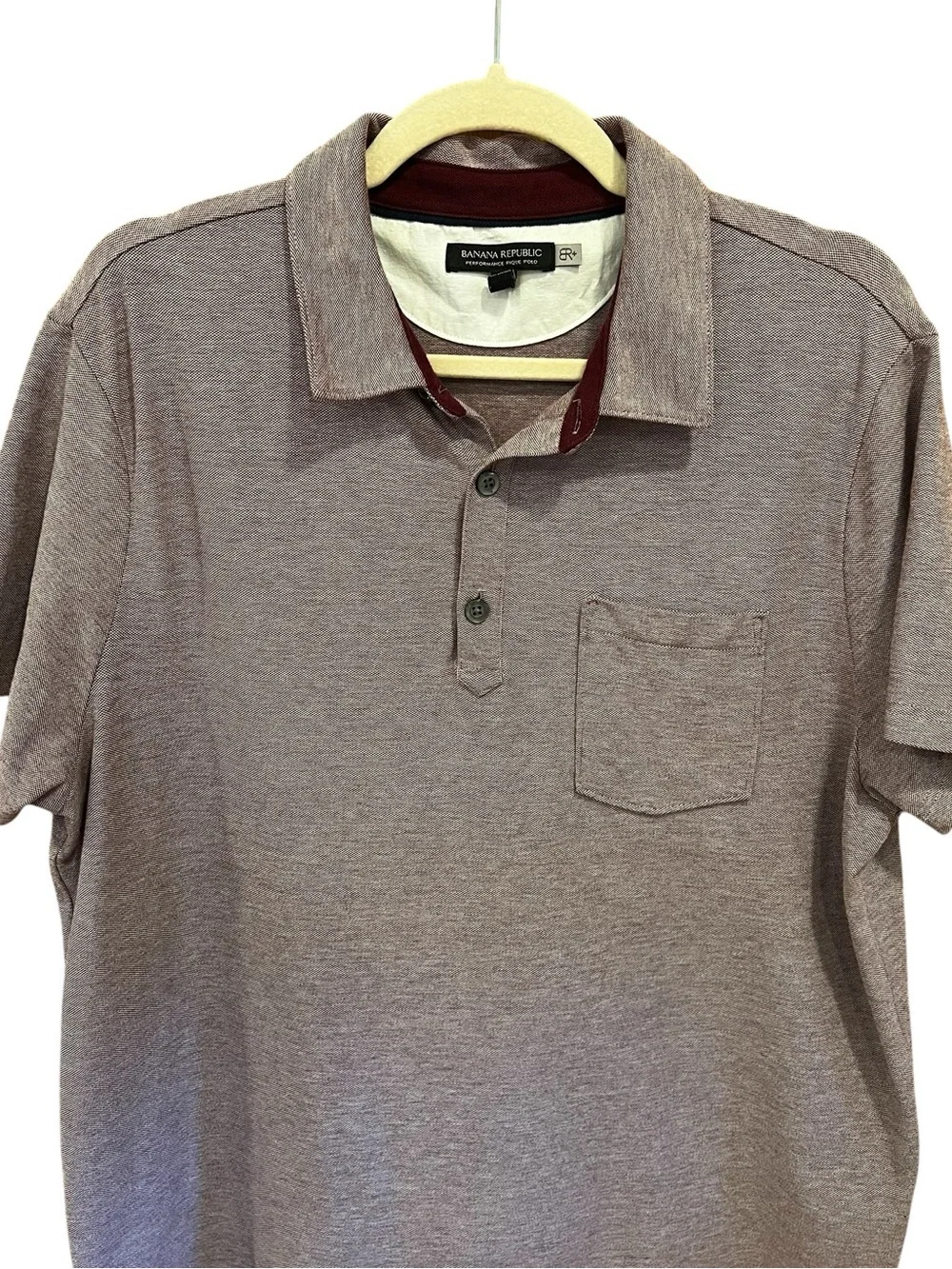 Banana Republic Performance Pique Polo Heather Purple Size Large Spring Casual
